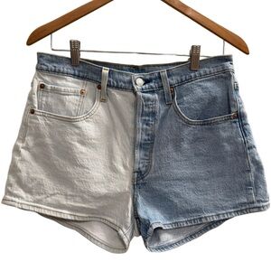 LEVI'S 501 Two Tone Jean Shorts Blue White Size 30